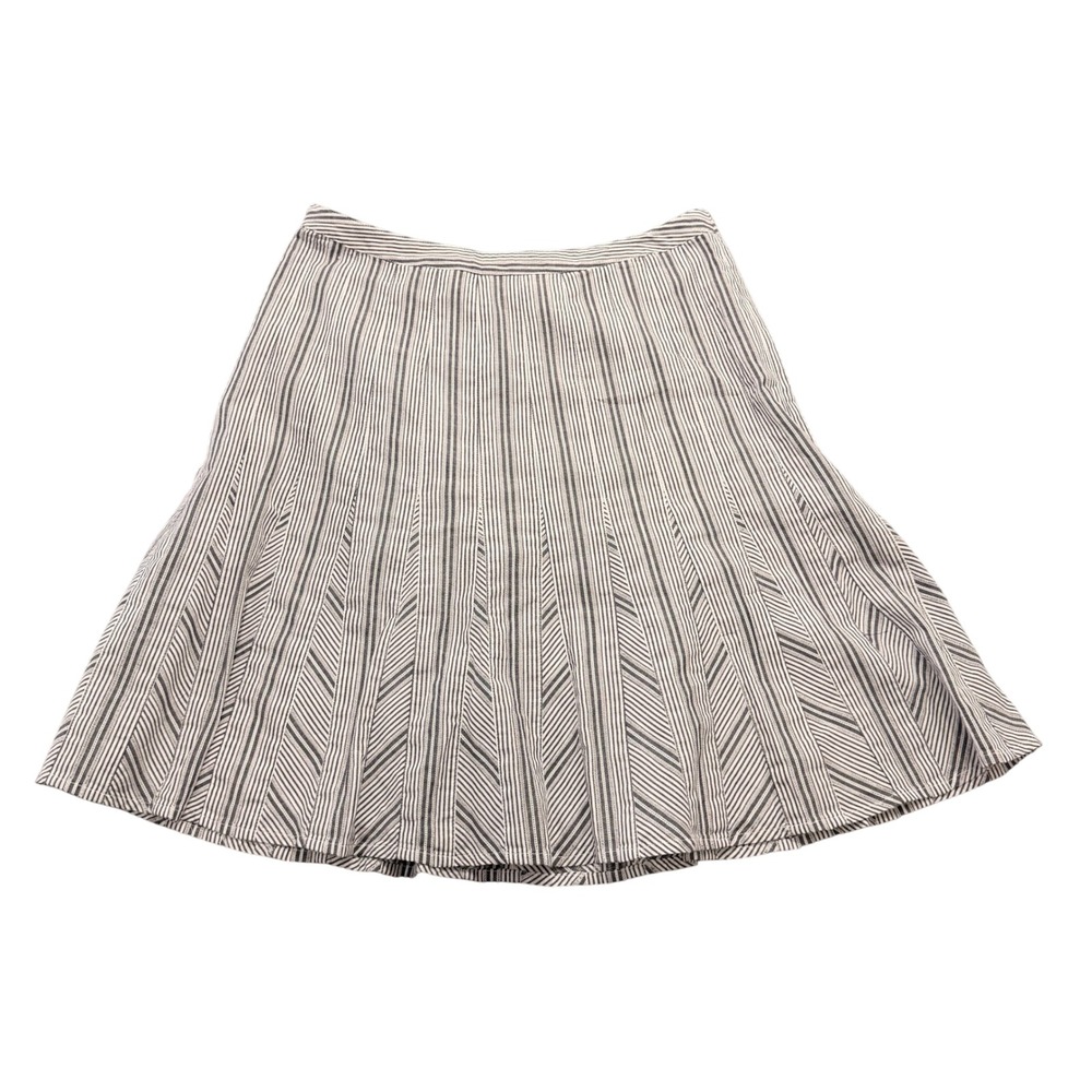 Talbots Striped ALine Flare Skirt Womens 8P White Gray Lined Mitered Chevron VTG - Picture 7 of 8